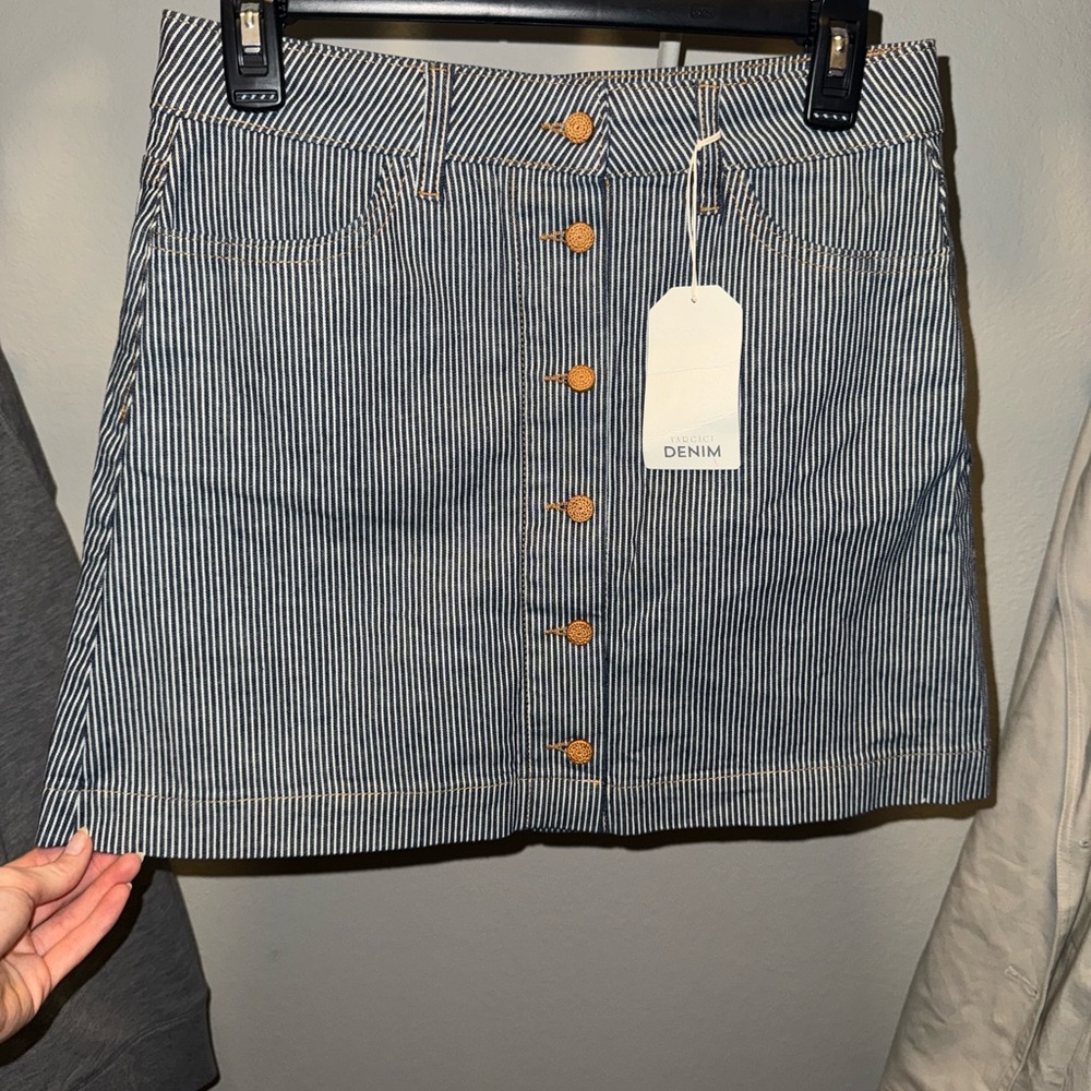 Classic Striped Denim Mini Skirt